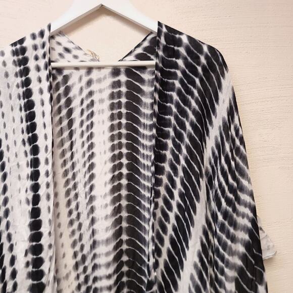 Michael Stars Wrap Scarf Tie Dye Cover Up Black White Summer Beach Swim Pool Day - Picture 5 of 12